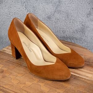 Sarah Flint Cognac Suede perfect round toe pump 70 size 41